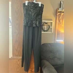 New York & Company Black Sequin Jumpsuit